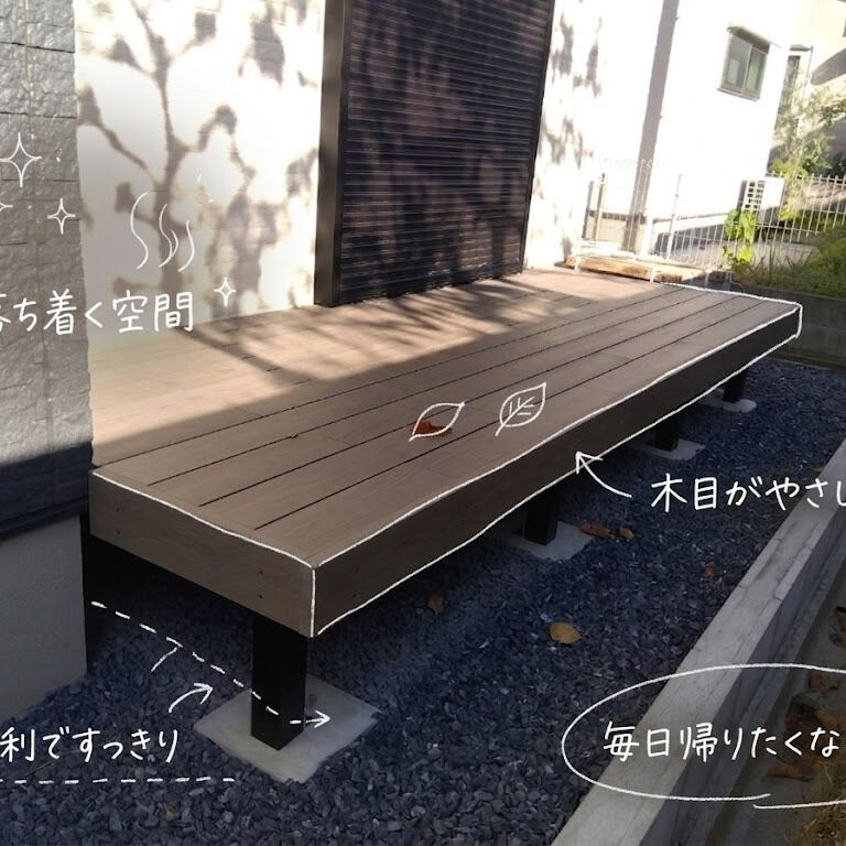 ウッドデッキで四季の移ろいを感じれる庭にしてほしい